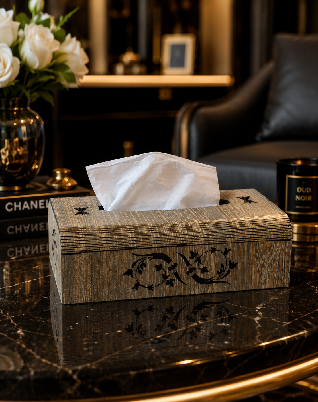 Premium Wooden Tissue Box – Elegant Decorative Tissue Holder